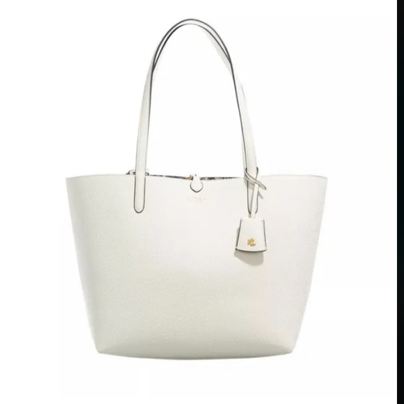 NWOT $198 Ralph Lauren Large Reversible Tote Bag Vanilla / Floral Breeze w/pouch - Picture 4 of 4